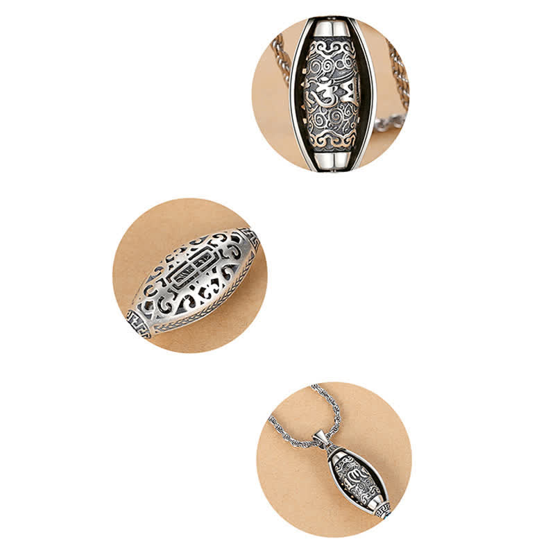 Carmiora Tibet Om Mani Padme Hum Schutz Halskette Drehbarer Anhänger