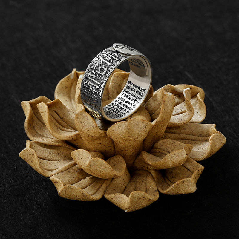 Carmiora Chinesischer Sternzeichen-Natal-Buddha-Reichtum-Glück-verstellbarer Ring