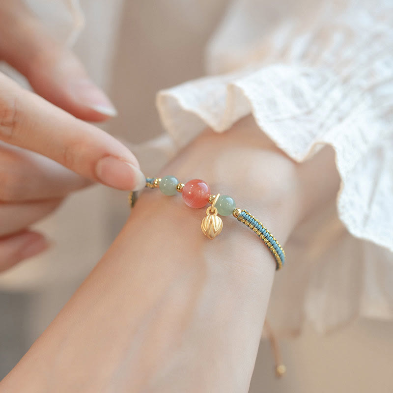 Carmiora rotes Achat-Jade-Lotus-Selbstvertrauen, ruhiges Schnurarmband