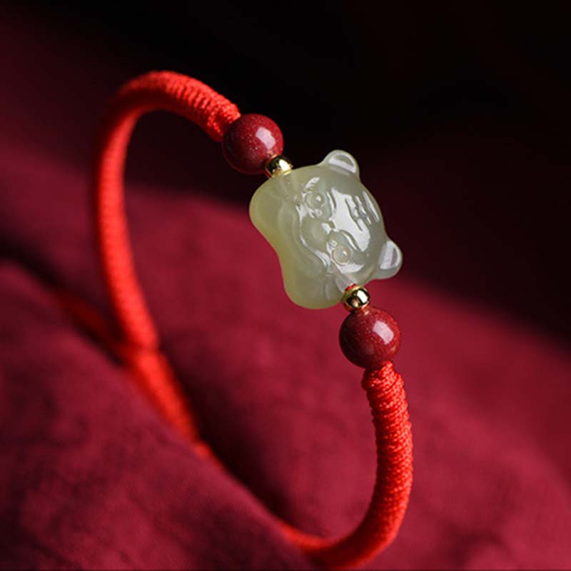 Carmiora Jade Cinnabar Lucky Tiger String Armband