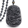 Carmiora schwarze Obsidian-Stein-Drachen-Erfüllungs-Anhänger-Halskette