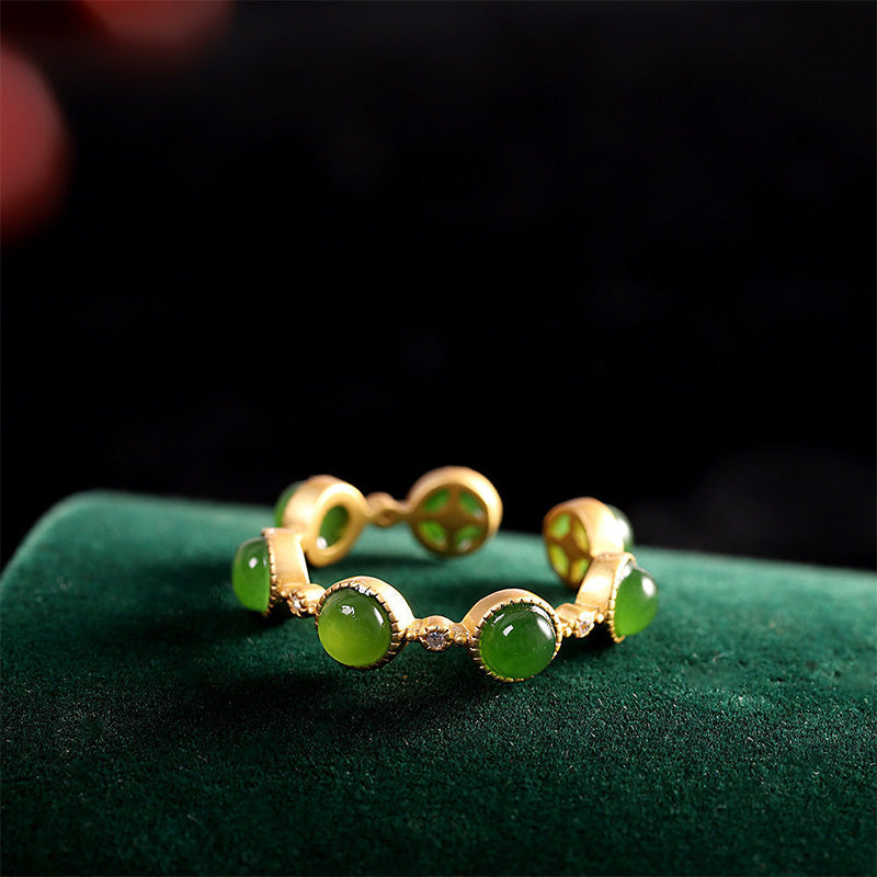 Carmiora Cyan Jade Healing Calm Verstellbarer Ring