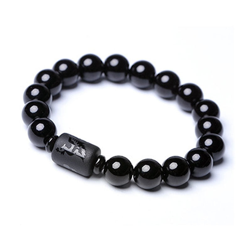 Carmiora Soul Cleansing Black Obsidian Phoenix Dragon Armband
