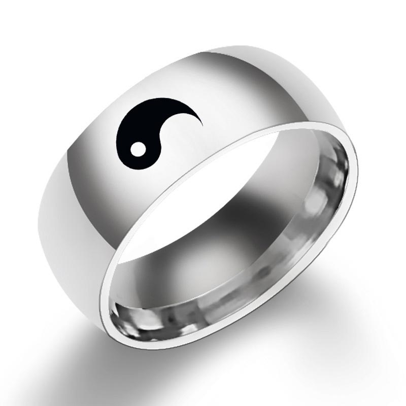 Carmiora Yin Yang Balance Paarring aus Titanstahl