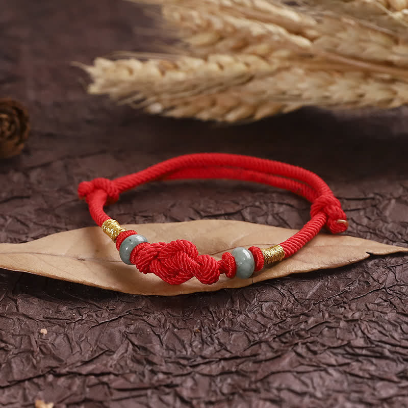 Carmiora Red String Jade Glück Glücksknoten geflochtenes Paararmband