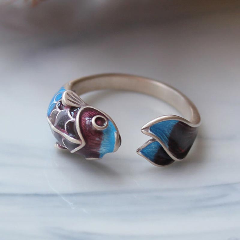 Carmiora Koi Fisch Weißer Kupfer Balance Ring