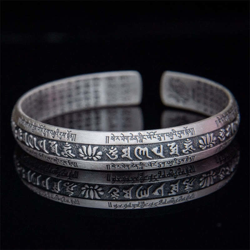 Carmiora Om Mani Padme Hum Herz Sutra Mantra Lotus Peace Meditation Manschettenarmband Armreif