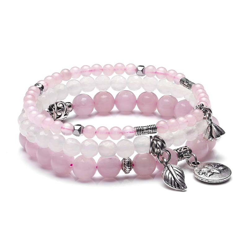 Carmiora 3PCS natürliches Quarzkristall-Perlen-Heilenergie-Lotus-Armband