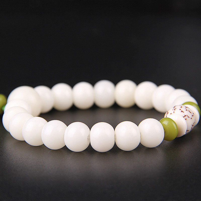 Carmiora Lotus Naturweißes Bodhi-Samen-Glücksarmband