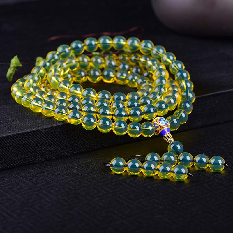 Carmiora 108 Perlen Blauer Bernstein Segensarmband Mala