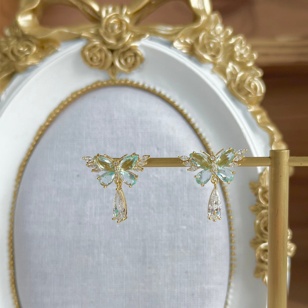 Grüne Schmetterlingsohrringe