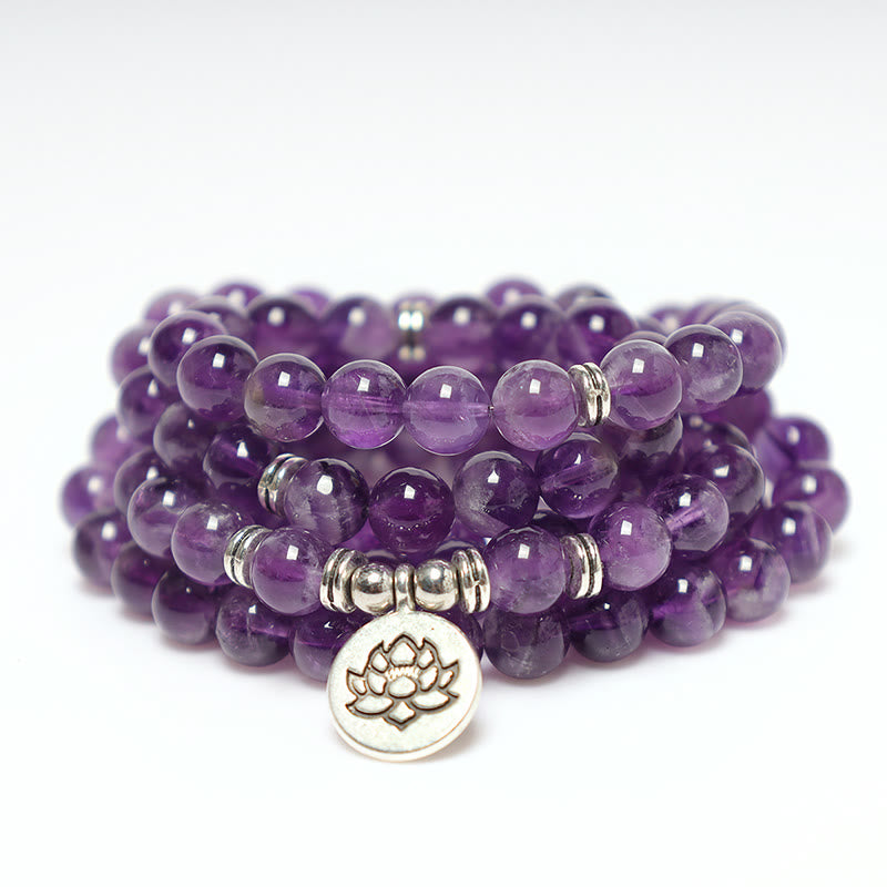 Carmiora Natürliches Amethyst-Reinigungs-Mala-Armband