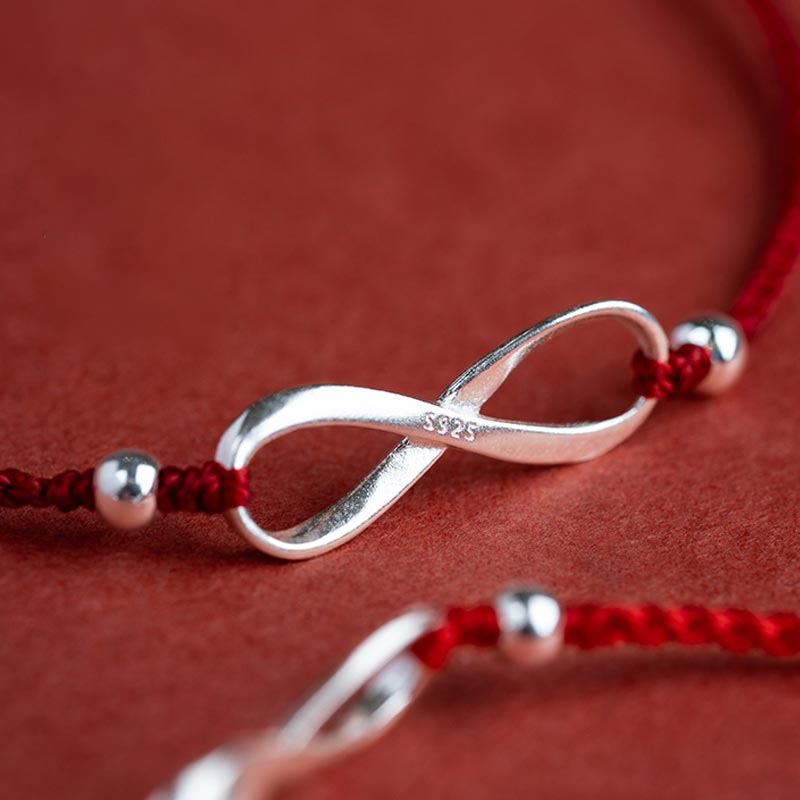 Carmiora 925 Sterling Silber Endless Knot Protection Luck Red String Armband Fußkettchen