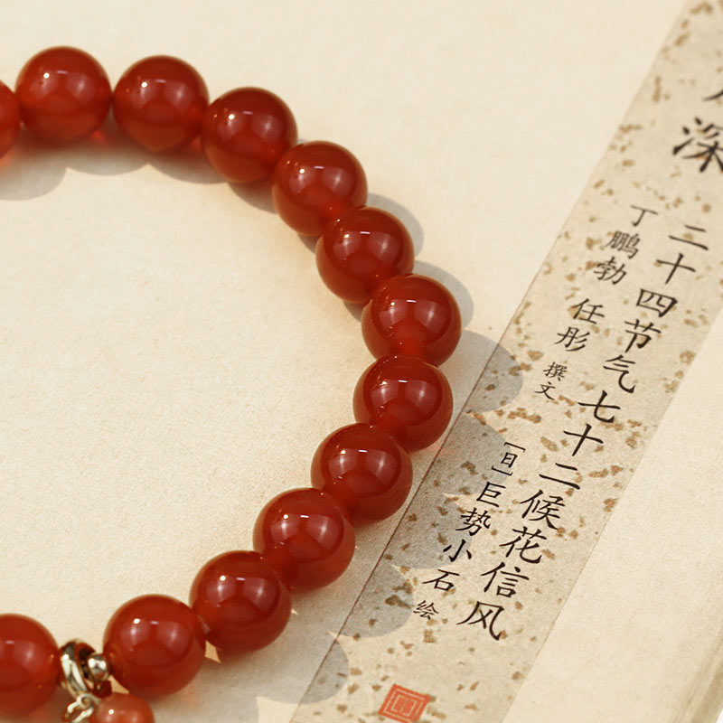 Carmiora Buddha-Erfolgsarmband aus natürlichem rotem Achat