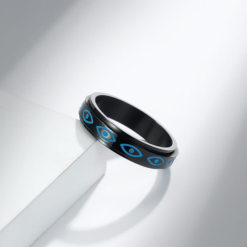 Carmiora Evil Eye Calm Protection Drehbarer Ring aus Titanstahl