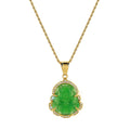 Carmiora 18K Gold gefüllt lachender Buddha Jade Glück Halskette Kettenanhänger