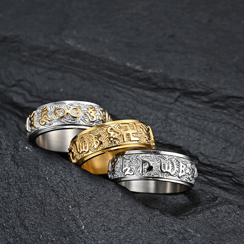 Carmiora Six True Words Balance Calm Titanstahlring