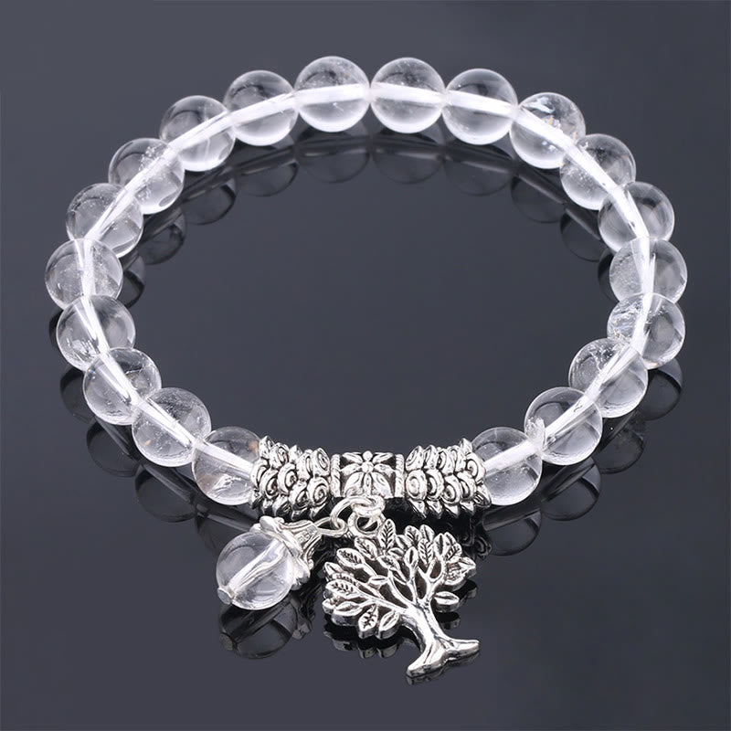 Carmiora Stretch-Armband mit natürlichem Edelstein, Baum des Lebens, Glücksbringer