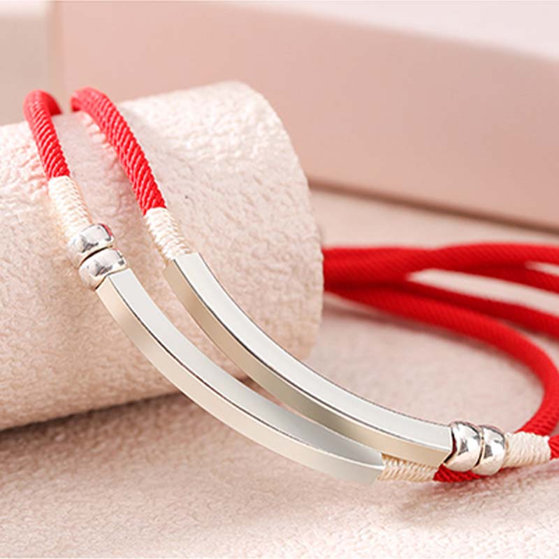 Carmiora-Armband aus 925er-Sterlingsilber mit roter Schnur und geschichtetem Zopf