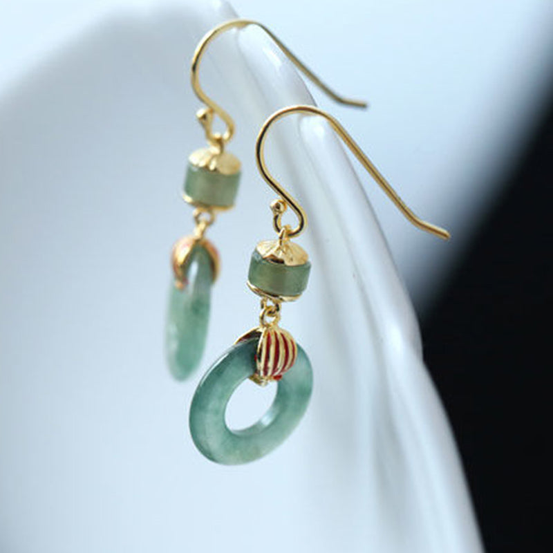 Carmiora Cyan Jade Laterne Kupfer Glück Tropfen Ohrringe