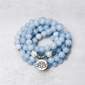 Carmiora 108 Mala Perlen Aquamarin Heilarmband