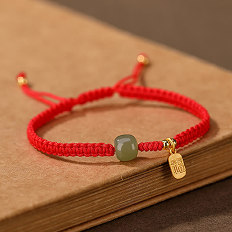 Carmiora 925 Sterling Silber Hetian Jade Segen Reichtum rote Schnur Armband