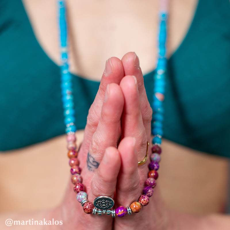 Carmiora Tibetisch Lila Miano Echte Perle Harmonie Lotus Mala