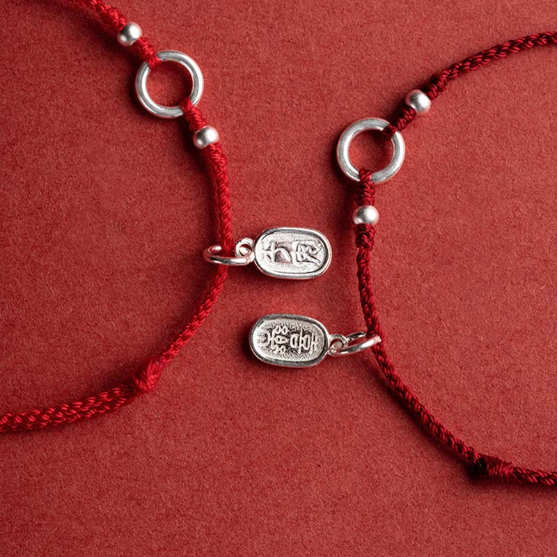 Carmiora Armband aus 925er-Sterlingsilber, Glück, Glück, Frieden, Freude, Lotus, Frieden, Schnalle, rote Schnur