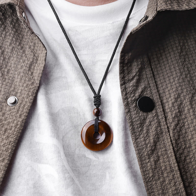 Carmiora Glücksmünzen-Anhänger, Heilkristall-Edelstein-Halskette