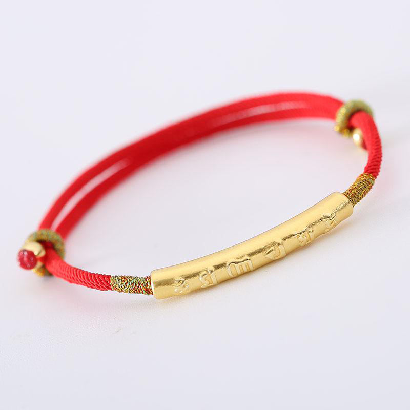 Carmiora tibetisch-buddhistisches handgefertigtes Mani-Mantra-Glücksarmband mit roter Schnur
