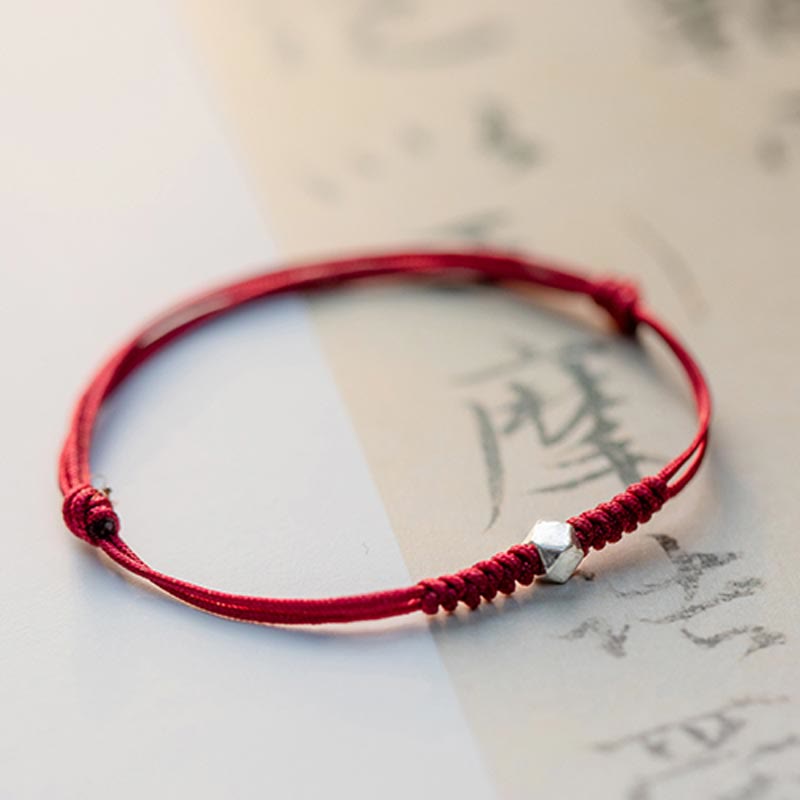 Carmiora 925 Sterling Silber Glücksperlenschutz Rote Schnur Geflochtenes Armband