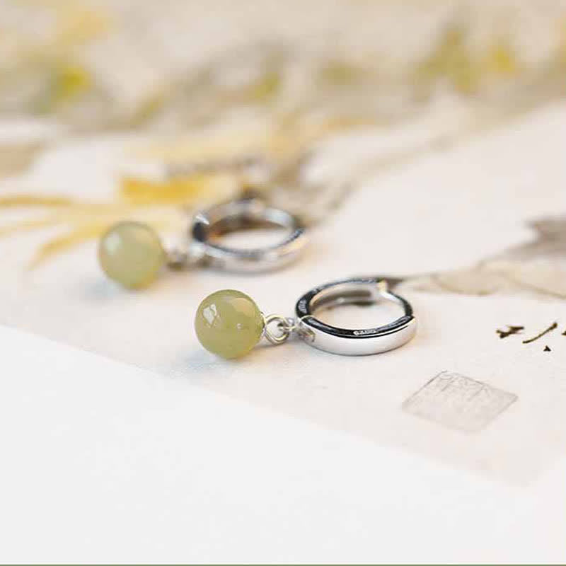 Carmiora Runde Jade Perlen Wohlstand Ohrringe