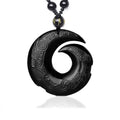 Carmiora natürlicher schwarzer Obsidian-Eis-Obsidian-Stärke-Halsketten-Anhänger