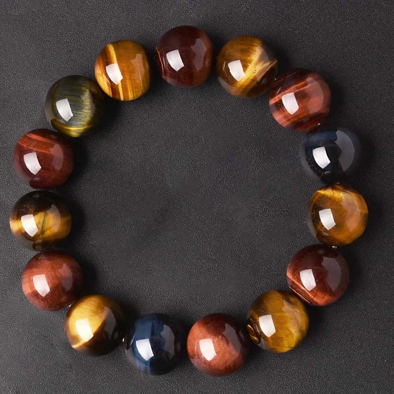 Carmiora Natürliches Tigerauge-Positive-Schutz-Armband