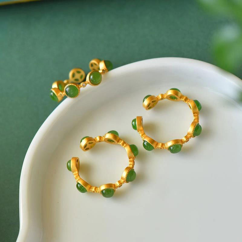 Carmiora Cyan Jade Healing Calm Verstellbarer Ring