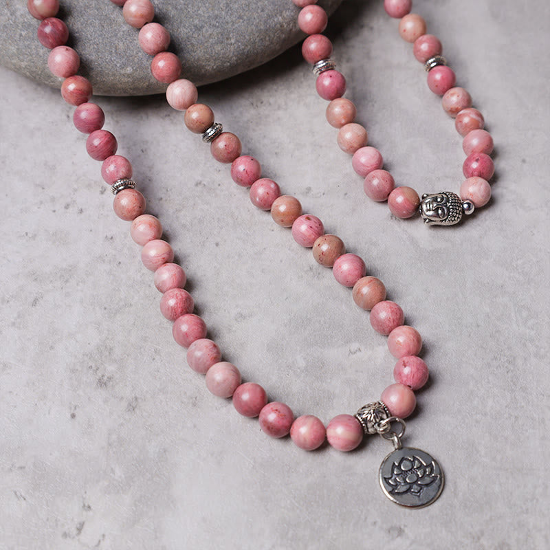 Carmiora Lotus Kristallstein 108 Perlen Mala Armband