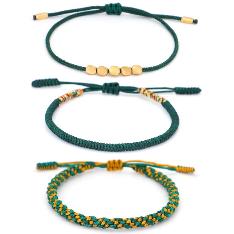 Carmiora 3-teiliges tibetisches Kupferperlen-Heilungs- und Schutz-Glücksarmband-Set