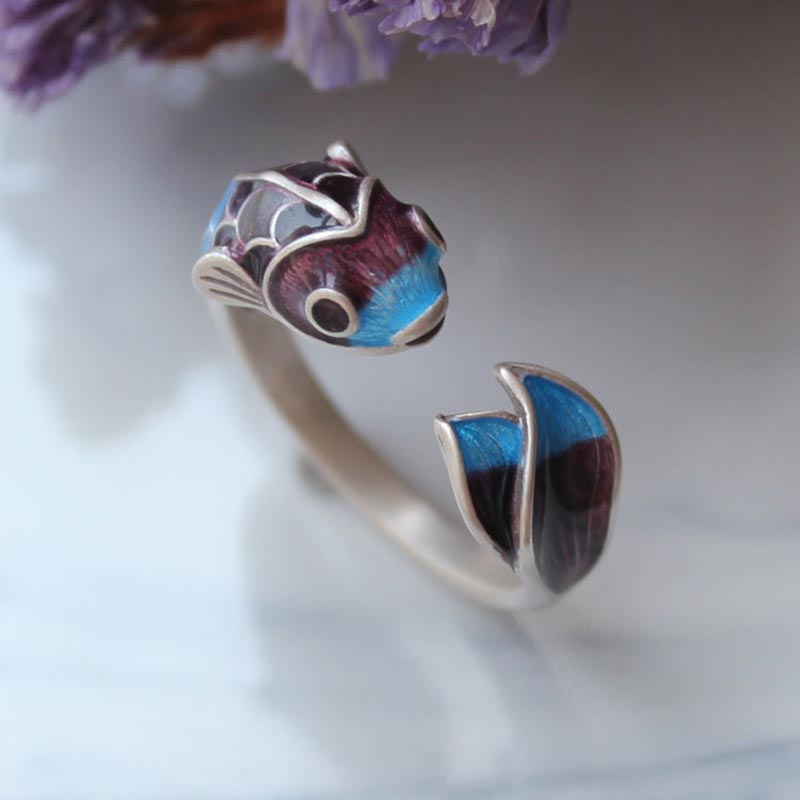 Carmiora Koi Fisch Weißer Kupfer Balance Ring