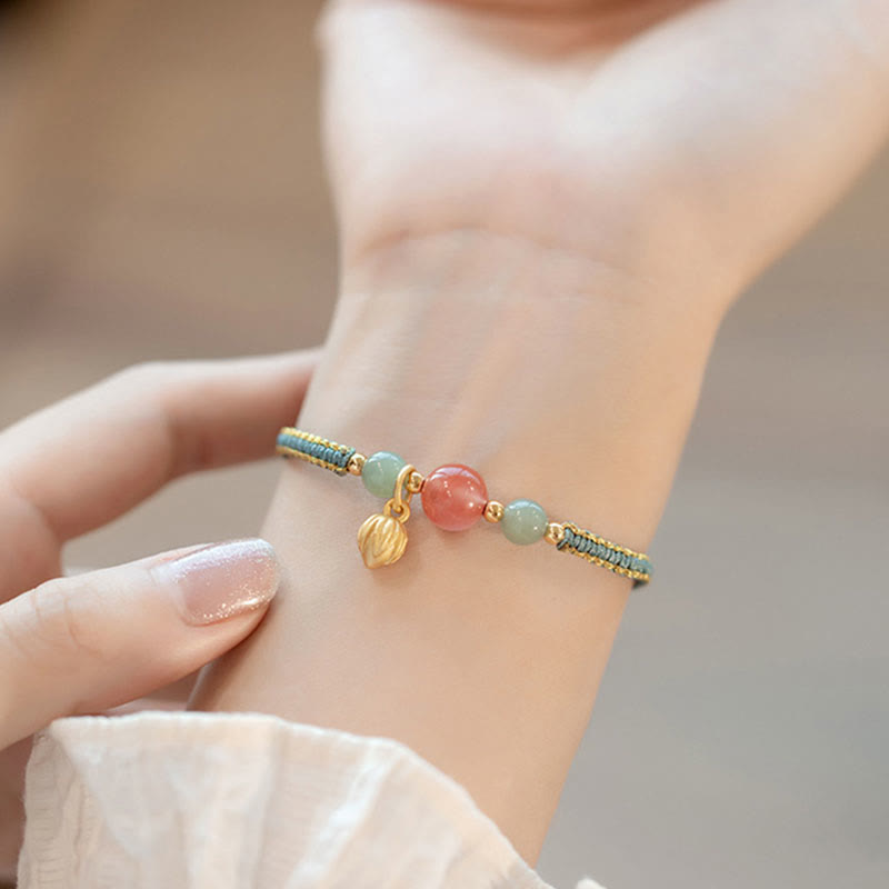 Carmiora rotes Achat-Jade-Lotus-Selbstvertrauen, ruhiges Schnurarmband