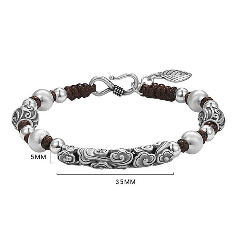 Carmiora Tibet handgefertigtes Kupfer 999 Sterling Silber Glückswolken-Reichtum-Schnur-Armband