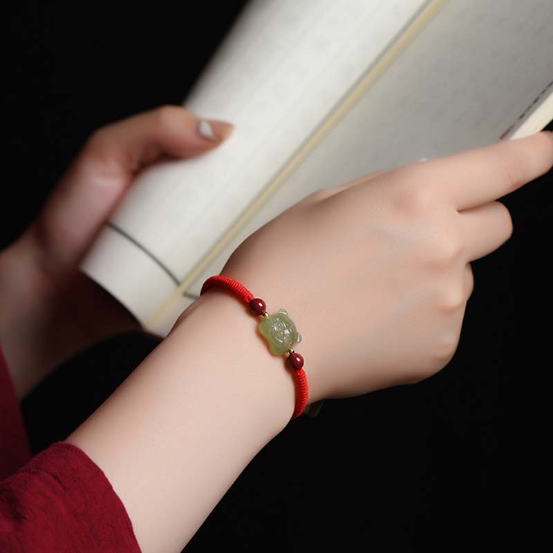 Carmiora Jade Cinnabar Lucky Tiger String Armband