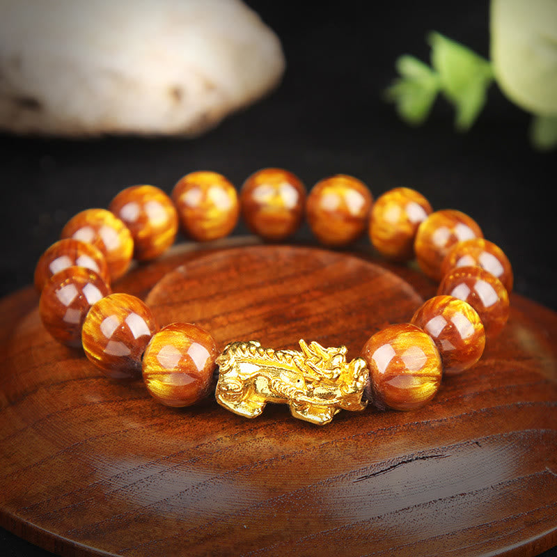 Carmiora Lucky Golden Tiger Eye Abundant Pixiu Armband