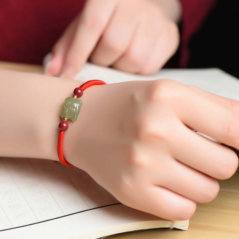 Carmiora Jade Cinnabar Lucky Tiger String Armband