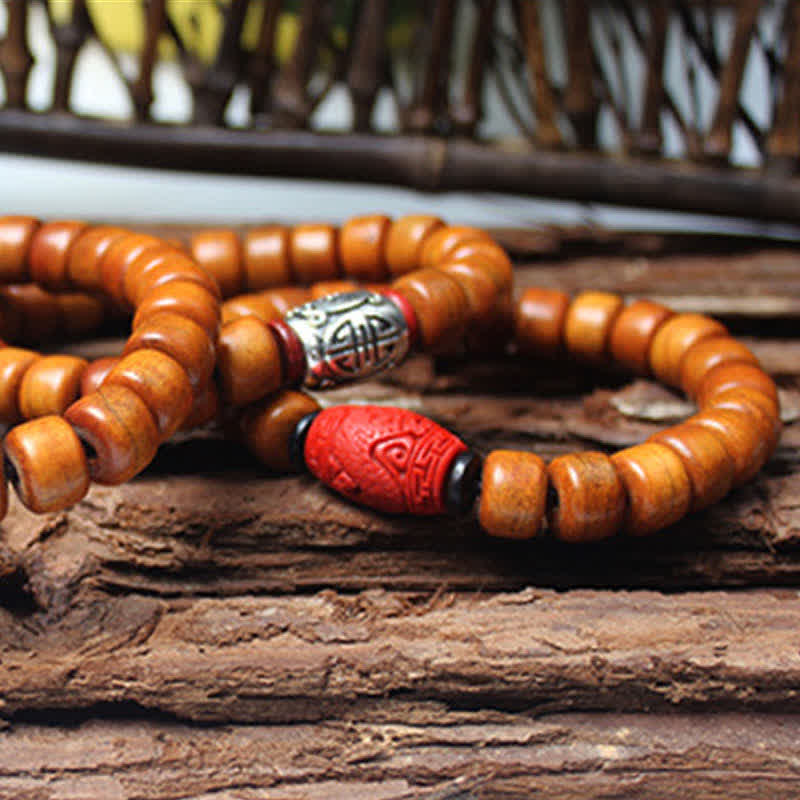 Carmiora tibetisches Yak-Knochen-Armband Om Mani Padme Hum