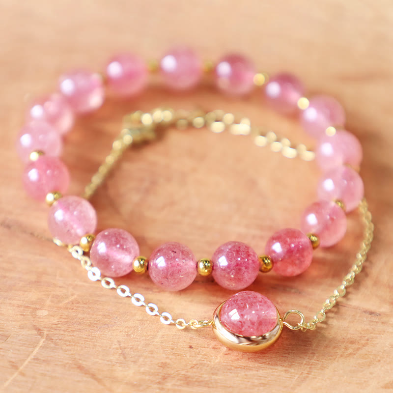 Carmiora Sun Stone Erdbeerquarz Kristall Positives Armband