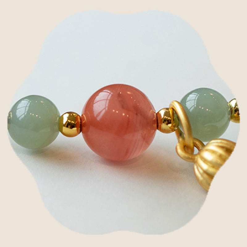 Carmiora rotes Achat-Jade-Lotus-Selbstvertrauen, ruhiges Schnurarmband