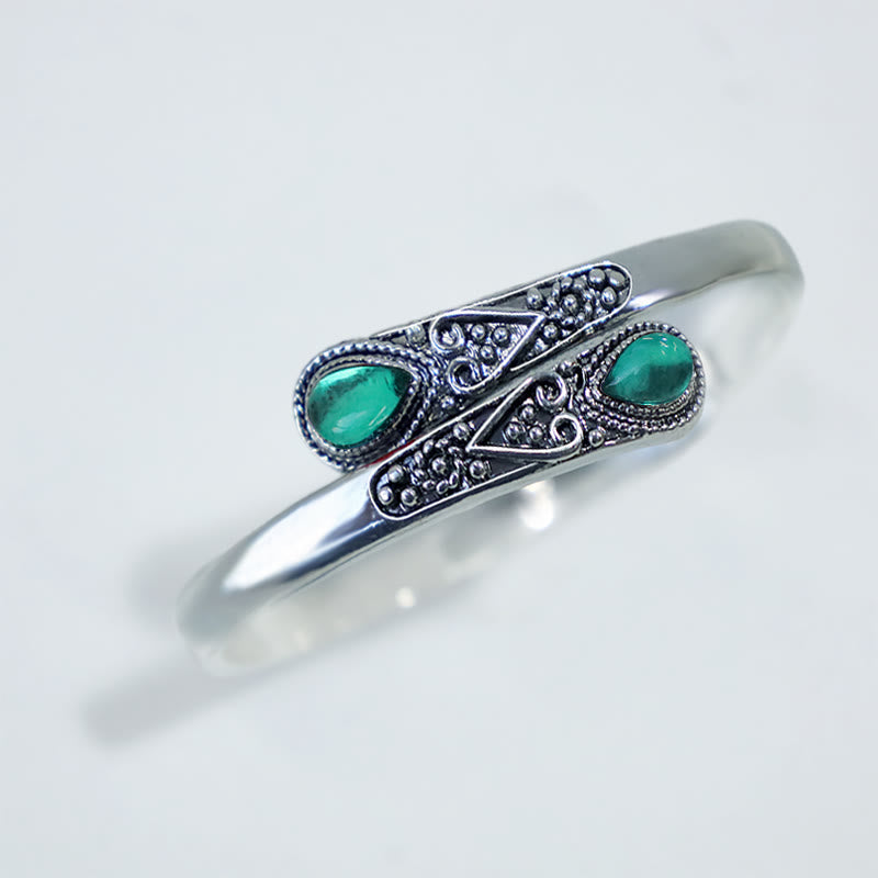 Carmiora Zirkon Wassertropfen Muster Heilung Manschettenarmband Armreif