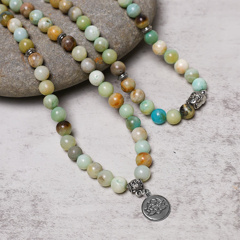 Carmiora Lotus Kristallstein 108 Perlen Mala Armband