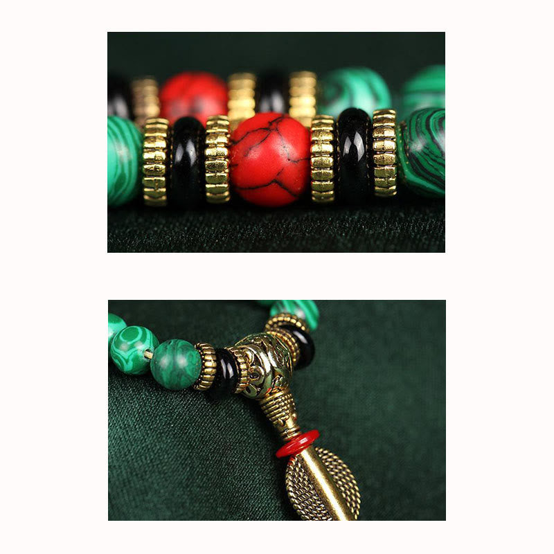 Carmiora tibetische 108 Mala Malachit Perlen Armband Halskette