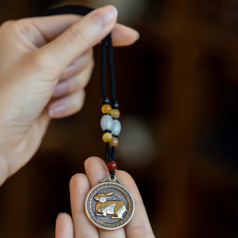 Carmiora Halskette mit 12 chinesischen Sternzeichen, Segen, Reichtum, Glück